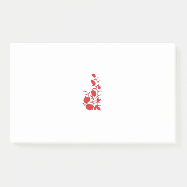 Notas Post-it® Rosa Madder, diseño floral de Thunderbird (Anverso)