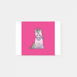Notas Post-it® Rosa mágico y arco iris del unicornio de Kawaii