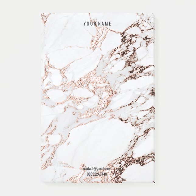Notas Post-it® Rosa Marble de oro Blanco Gris Copper Lux Nombre D (Anverso)