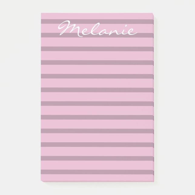 Notas Post-it® Rosa Moderno y Rayas Malva (Anverso)