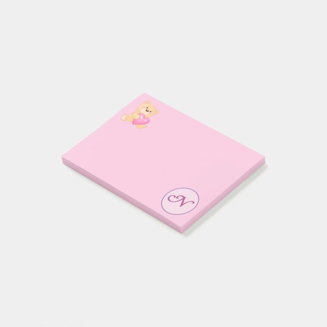Notas Post-it® Rosa Monograma N (En perspectiva)