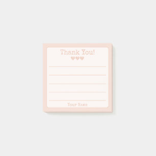 Notas Post-it® Rosa Oro Su Nombre Y Corazones Gracias