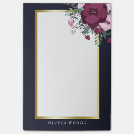 Notas Post-it® Rosa personalizado y floral azul