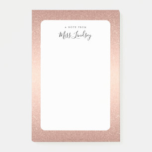 Notas Post-it® Rosa Purpurina de Faux Oro Monogrammed