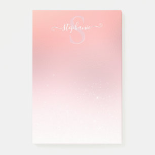 Notas Post-it® Rosa Purpurina Shimmer Rosa Sparkle Monogramed