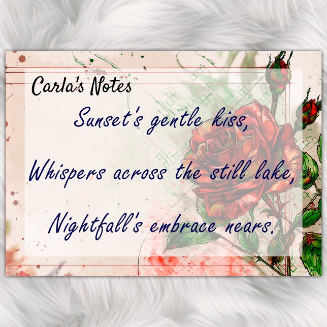 Notas Post-it® Rosa roja romántica, estilo acuático de 4" x 3" (Subido por el creador)