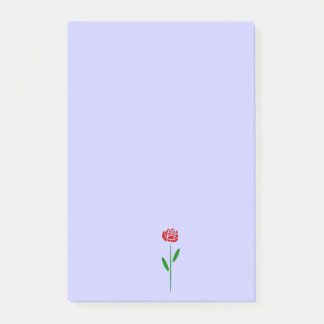 Notas Post-it® Rosa Roja Única Art Deco con Hojas y Tallo Verdes