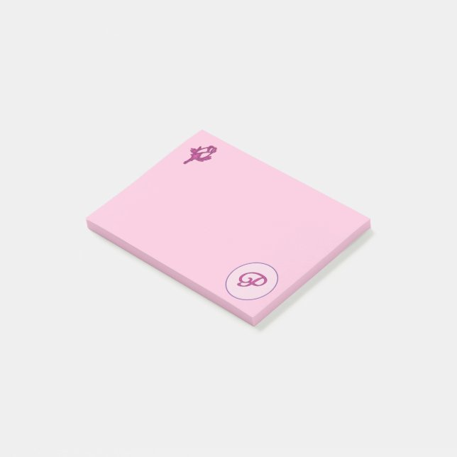Notas Post-it® Rosa rosada monogramo P (En perspectiva)