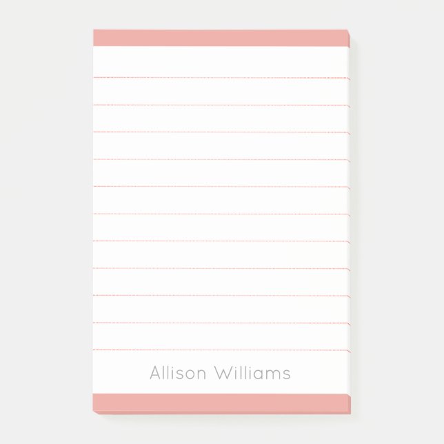Notas Post-it® Rosa Sencillo Personalizado con Línea (Anverso)