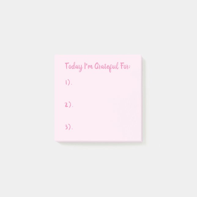 Notas Post-it® Rosa Simple Hoy Agradezco Su Gratitud (Anverso)