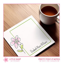 Notas Post-it® Rosa Verde Floral Personalizado Simple