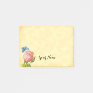 Notas Post-it® Rosa Vintage Rosa y Mariposa Azul Post it Personal