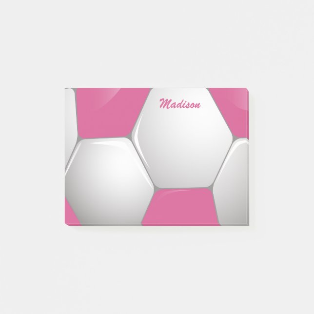 Notas Post-it® Rosa y blanco adaptables del balón de fútbol del (Anverso)