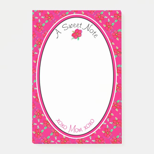 Notas Post-it® Rosa y florido (Anverso)