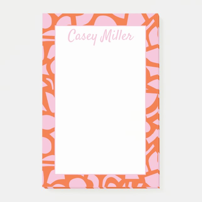 Notas Post-it® Rosa y Naranja personalizados, Preppy (Anverso)