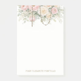 Notas Post-it® Rosario Católico Floral Rosa Rubor
