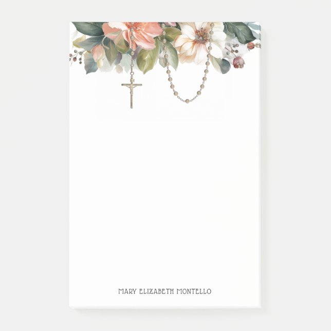 Notas Post-it® Rosario floral Oración religiosa católica (Anverso)