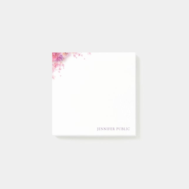 Notas Post-it® Rosas acuarelas Flores Elegante Plantilla Moderna (Anverso)