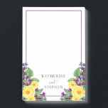 Notas Post-it® Rosas Amarillas | Detalles del Boda Violets Boho F<br><div class="desc">Diseño de ramos florales de Boho con rosas amarillas y violetas violetas y que es la base de este diseño floral en cascada con texto de escritura violeta. Por incluir todos esos detalles de último minuto.</div>