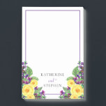 Notas Post-it® Rosas Amarillas | Detalles del Boda Violets Boho F<br><div class="desc">Diseño de ramos florales de Boho con rosas amarillas y violetas violetas y que es la base de este diseño floral en cascada con texto de escritura violeta. Por incluir todos esos detalles de último minuto.</div>
