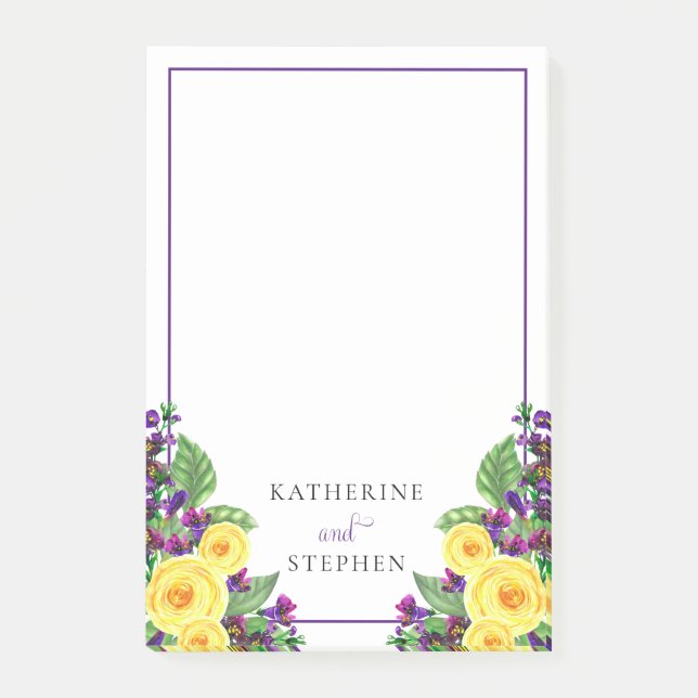 Notas Post-it® Rosas Amarillas | Detalles del Boda Violets Boho F (Anverso)