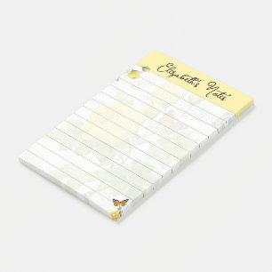 Notas Post-it® Rosas amarillas y mariposas personalizadas