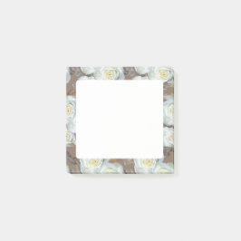 Notas Post-it® Rosas Blancas Patrón Romántico Rústico