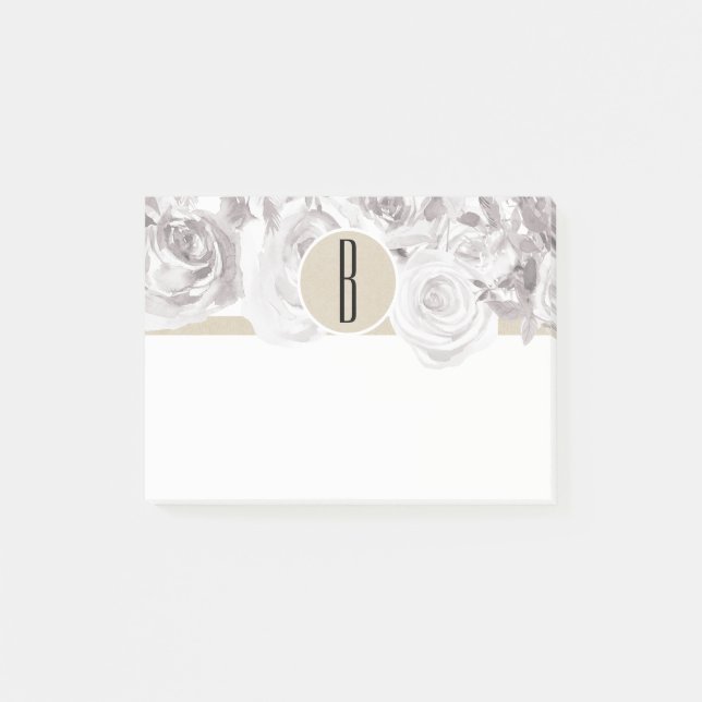 Notas Post-it® Rosas blancas rústicas de invierno Chic desgastado (Anverso)