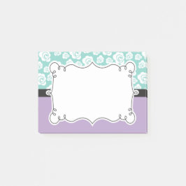 Notas Post-it® Rosas blancos en la aguamarina y la púrpura