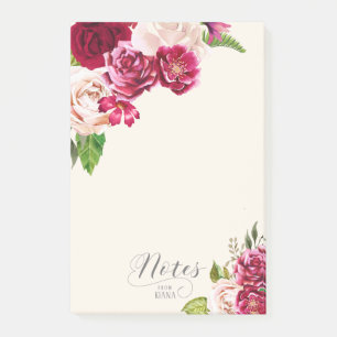 Notas Post-it® Rosas Borgoña/Crema Boda ID584