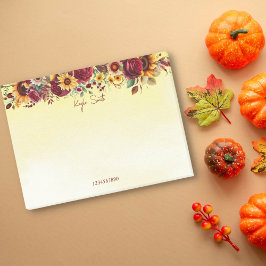 Notas Post-it® Rosas burdeos con temática de otoño girasoles