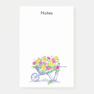 Notas Post-it® Rosas de acuarela amarillo rosa   carretilla rústi