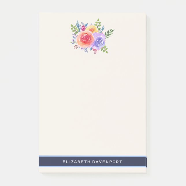 Notas Post-it® Rosas de acuarela Floral Bouquet (Anverso)