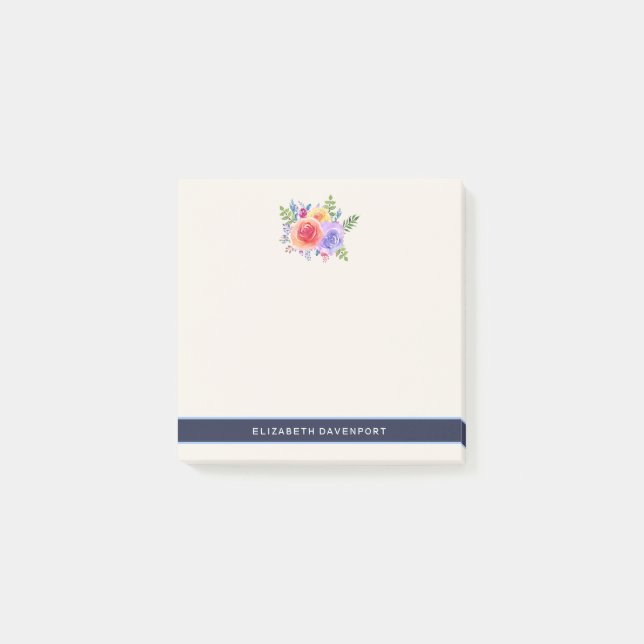 Notas Post-it® Rosas de acuarela Floral Bouquet (Anverso)