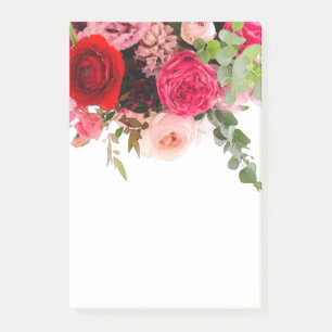 Notas Post-it® Rosas de acuarela floral Flores en blanco