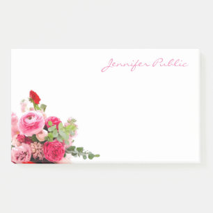 Notas Post-it® Rosas de acuarela Mano Script Elegante Plantilla d