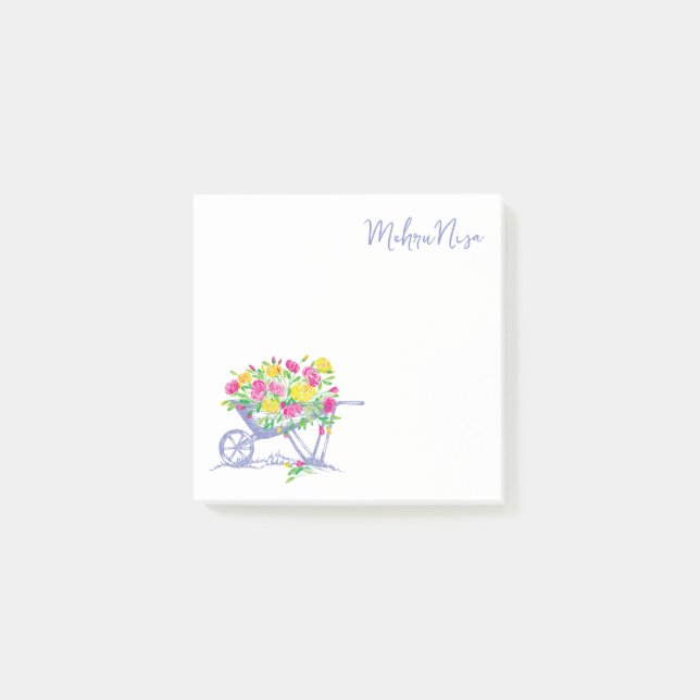 Notas Post-it® Rosas de acuarela personalizados | Rústico Wheel B (Anverso)