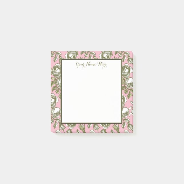 Notas Post-it® Rosas de cosecha personalizado en pegajosas floral (Anverso)