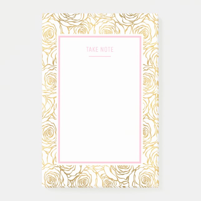 Notas Post-it® Rosas de oro con rosa (Anverso)