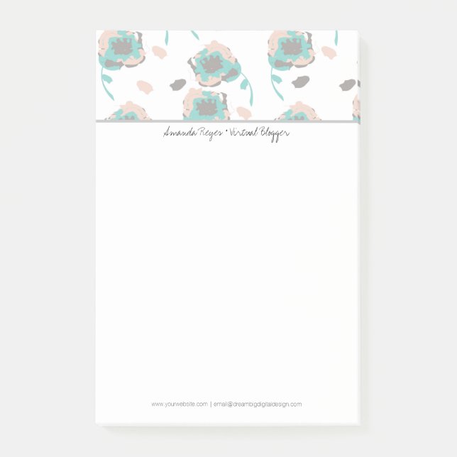 Notas Post-it® Rosas Floral Pastel Moderno (Anverso)