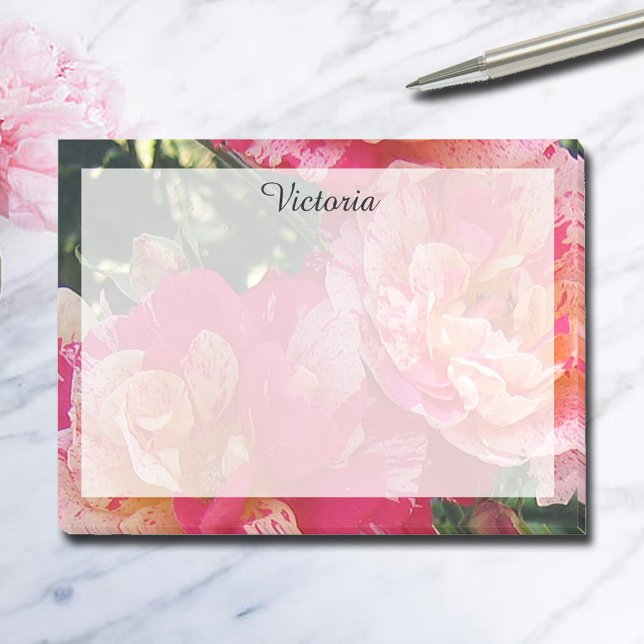 Notas Post-it® Rosas florales a rayas blancas y rosadas comestibl (Subido por el creador)