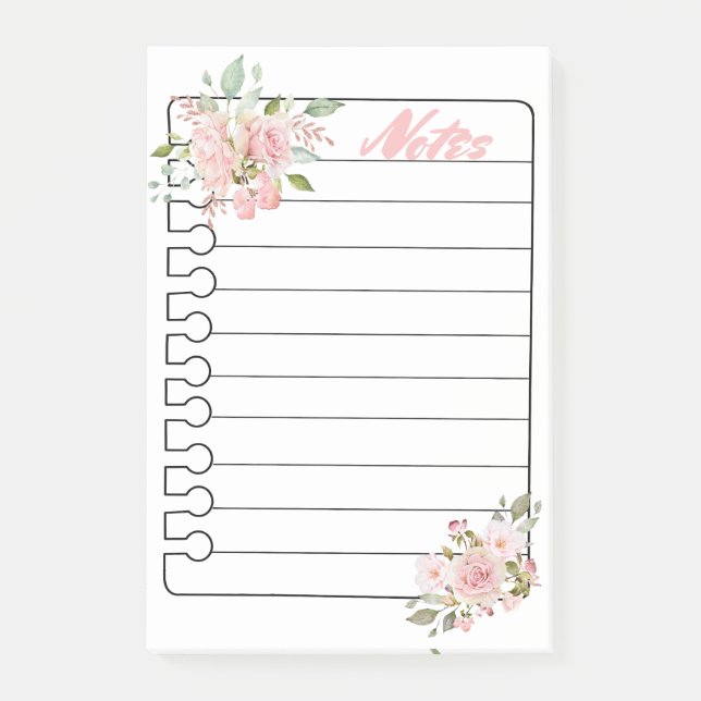 Notas Post-it® Rosas florales de bonito (Anverso)