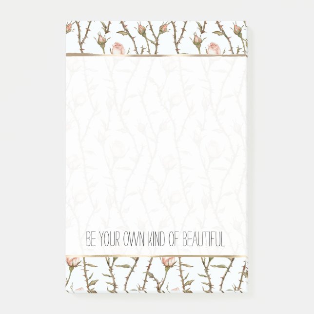 Notas Post-it® Rosas Florales Rosadas Lindas (Anverso)