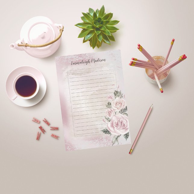 Notas Post-it® Rosas florales rosas elegantes y personalizados (Subido por el creador)