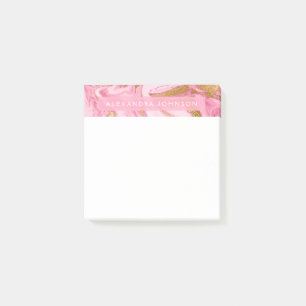 Notas Post-it® Rosas fuertes, blanco y mármol moderno del Relieve
