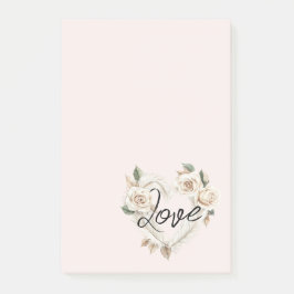 Notas Post-it® Rosas Plumas Corazón Amor Rubor Romántico