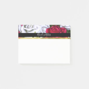 Notas Post-it® Rosas Rojas y Blancas Personalizadas Chic Desgasta