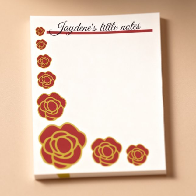 Notas Post-it® Rosas Rojas Y Doradas  (Cute red roses with gold trip and the heading can be customized to whatever you want.)