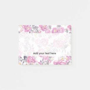 Notas Post-it® Rosas románticos de la acuarela gris rosada
