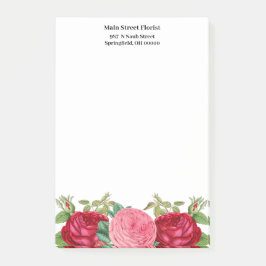 Notas Post-it® Rosas Rosadas Rojos Florales
